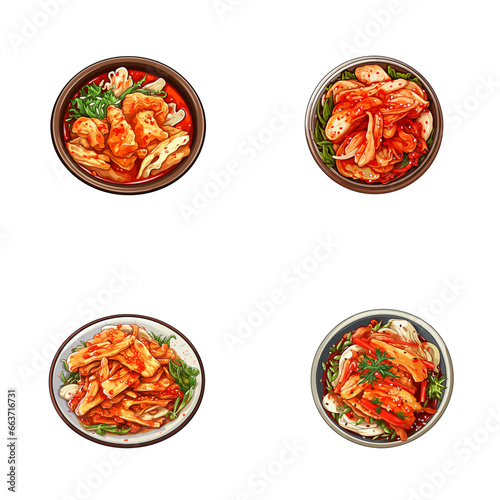 set of kimchi watercolor illustrations for printing on baby clothes, pattern, sticker, postcards, print, fabric, and books