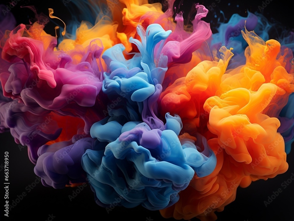 Obraz premium Digital art of multicolor smoke in various colors generative ai