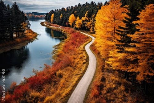 aerial shots of autumn landscapes 