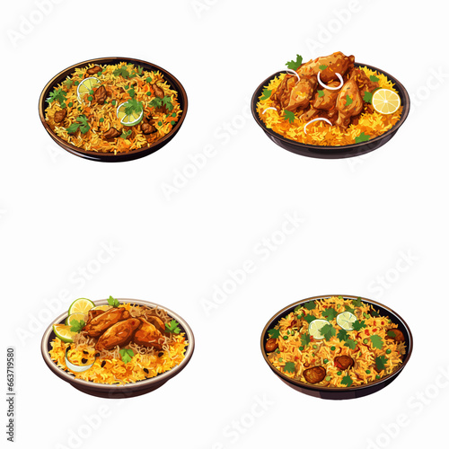 set of biryani watercolor illustrations for printing on baby clothes, pattern, sticker, postcards, print, fabric, and books