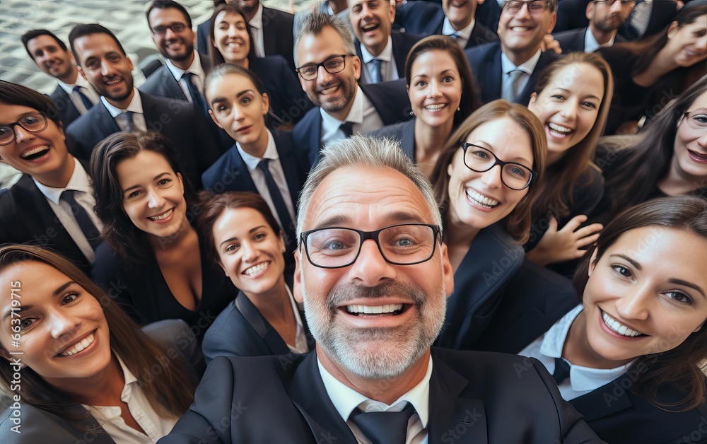 Photo of positive man woman business selfie wear formal outfit in workplace workstation. Photo of positive man woman business selfie wear formal outfit in workplace workstation.