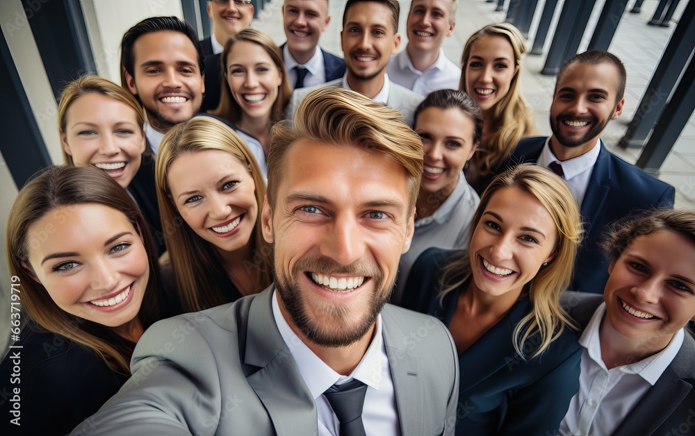 Photo of positive man woman business selfie wear formal outfit in workplace workstation. Photo of positive man woman business selfie wear formal outfit in workplace workstation.