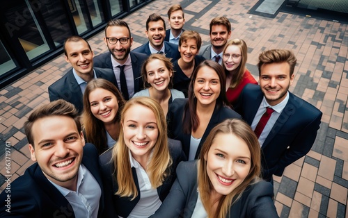 Photo of positive man woman business selfie wear formal outfit in workplace workstation.