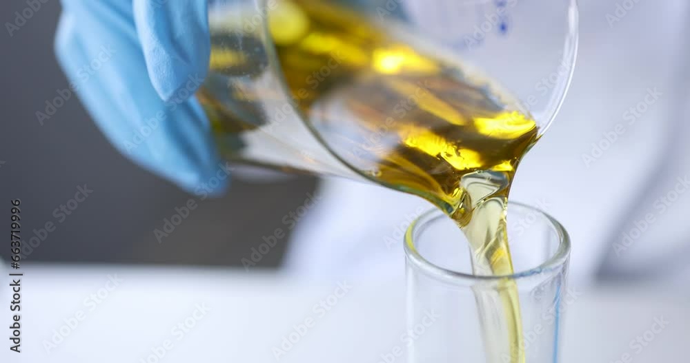 Chemical production of omega 3 and vitamin D drugs 4k movie. Pharmaceutical industry concept