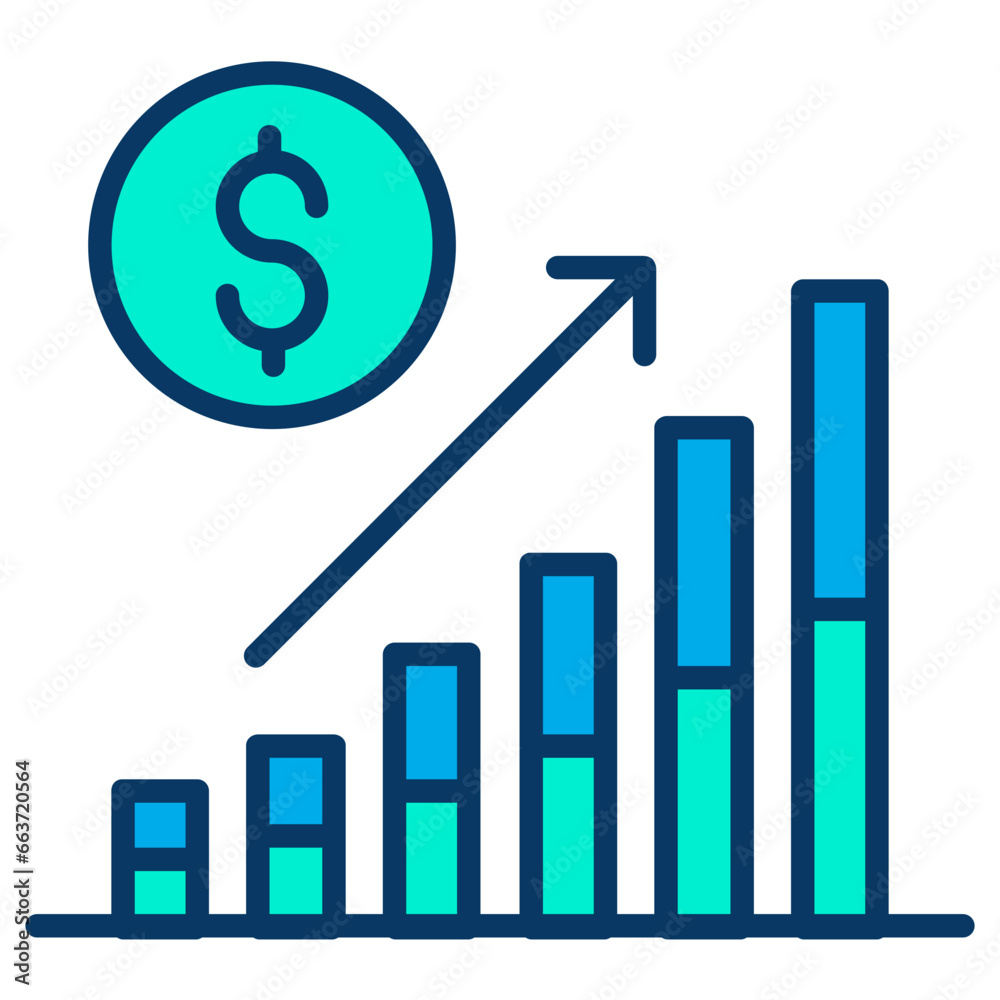 Lineal color Dollar Bar chart icon Lineal color Dollar Bar chart icon