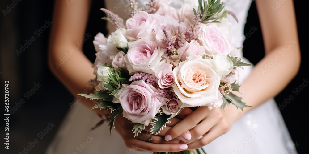 a bride is holding a beautiful bouquet of roses a bride is holding a beautiful bouquet of roses