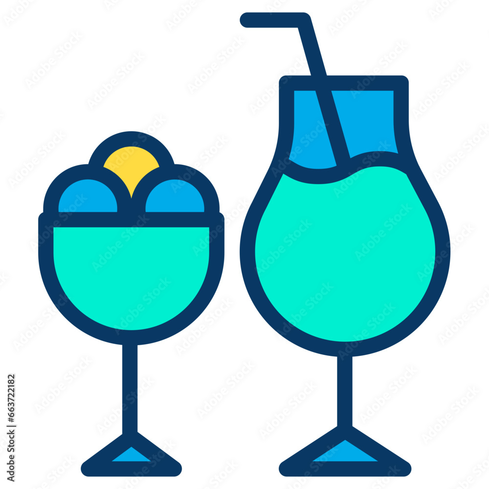 Lineal color Ice cream stall icon Lineal color Ice cream stall icon