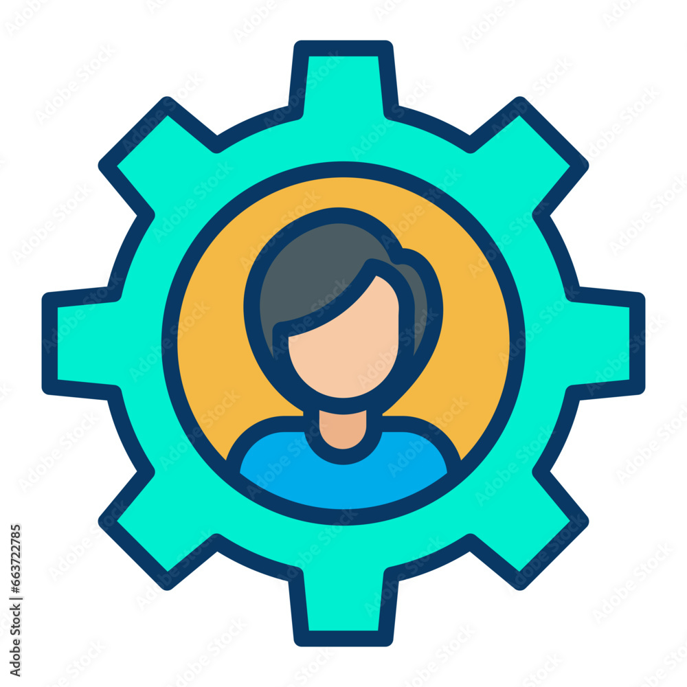 Lineal color Woman Management cog icon