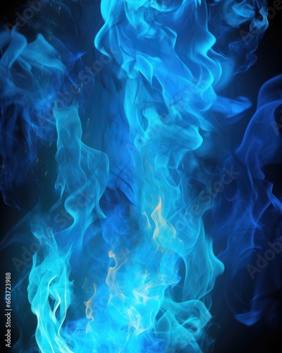 Isolated Blue Fire Background with Flames and Heat: Perfect for Designing Hot and Warm Blaze