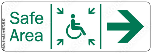 Evacuation assembly area sign safe area