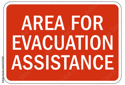 Evacuation assembly area sign area for evacuation assistance