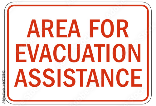 Evacuation assembly area sign area for evacuation assistance