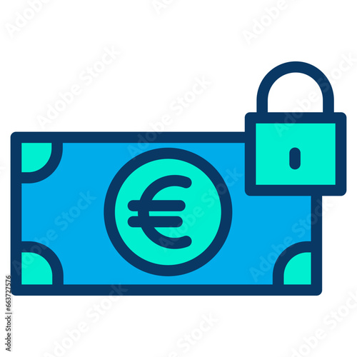 Lineal color Lock Euro icon