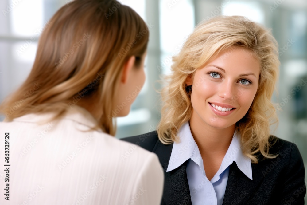business woman sitting at the table during an interview meeting in the office business woman sitting at the table during an interview meeting in the office