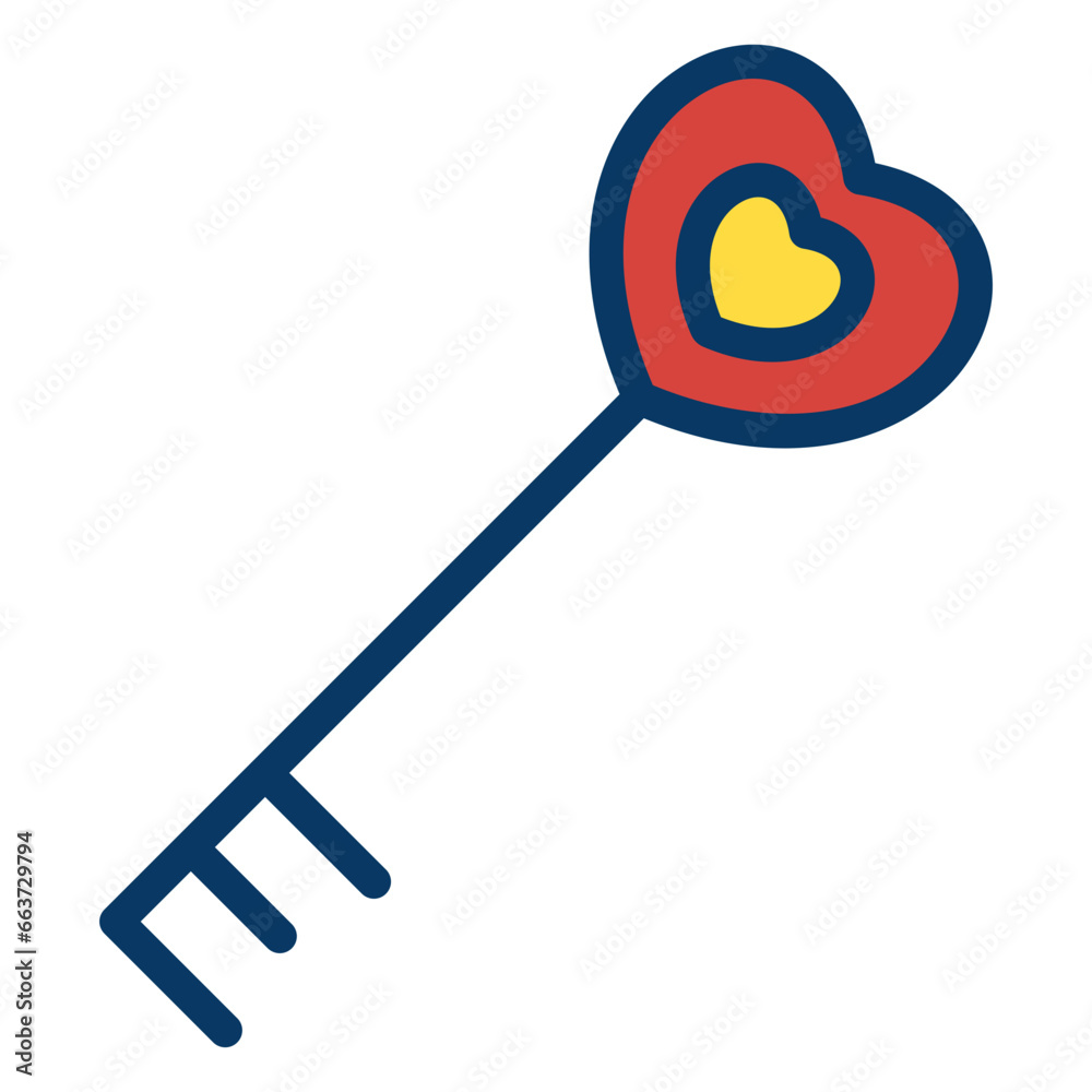 Lineal color Heart Key icon