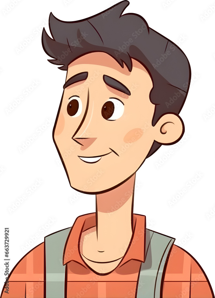 Smiling man cartoon avatar character, AI generative