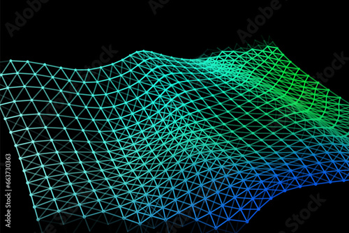 Vector background of net cells. Fish football sport syrface. Fluid flow on wind. Flag fabric data processing.