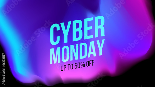 Cyber Monday Banner. E-commerce sale promotion background. Vibrant fluid blurred colors. Bright color gradients. Vector illustration.