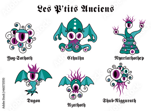 P'tits anciens Lovecraft CTHULHU Tas de petits monstres V2 5