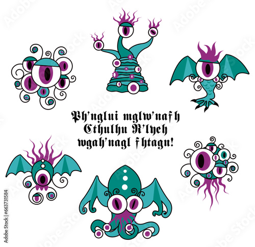 P'tits anciens Lovecraft CTHULHU Tas de petits monstres V2 11