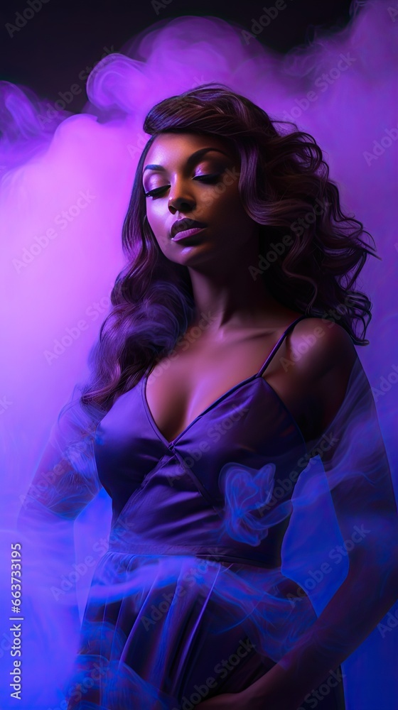 Model in a bold stance, surrounded by smoke spirals, enhancing the dynamic feel. Model in a bold stance, surrounded by smoke spirals, enhancing the dynamic feel.