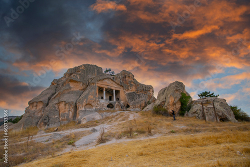 Gerdekkaya Grave Monument; It was carved on the eastern face of a large rock mass, 500 m southwest of Çukurca village, in Doğanlı Valley. photo