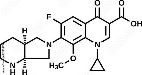 Moxifloxacin structural formula, vector illustration 
