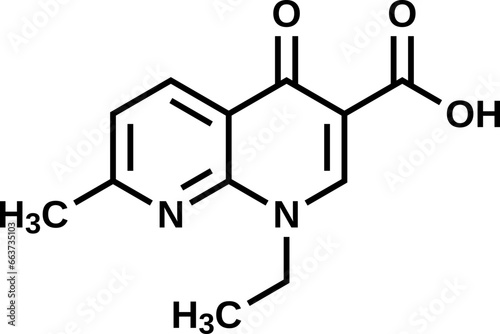 Nalidixic acid structural formula, vector illustration