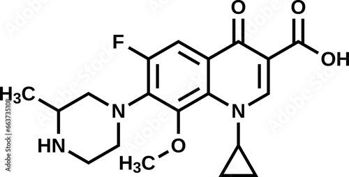 Gatifloxacin structural formula, vector illustration