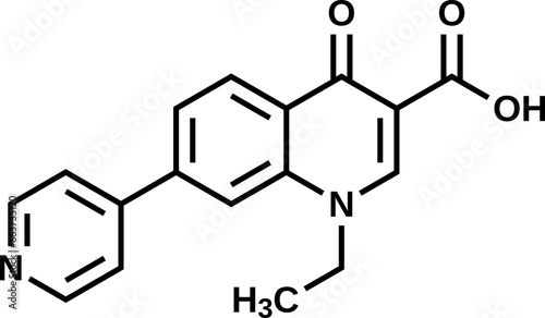Rosoxacin structural formula, vector illustration