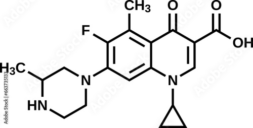 Grepafloxacin structural formula, vector illustration 