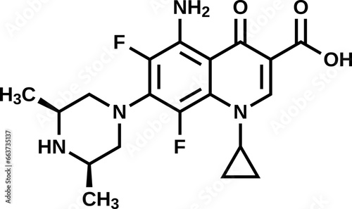 Sparfloxacin structural formula, vector illustration