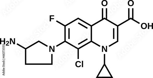 Clinafloxacin structural formula, vector illustration 