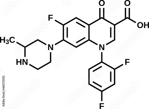 Temafloxacin structural formula, vector illustration