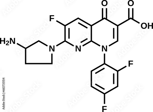 Tosufloxacin structural formula, vector illustration