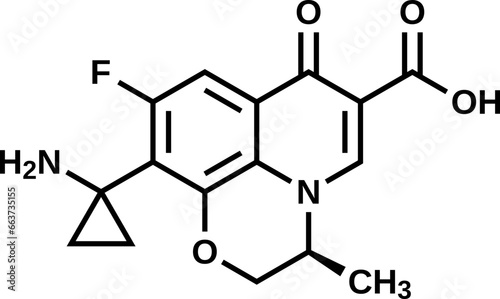 Pazufloxacin structural formula, vector illustration