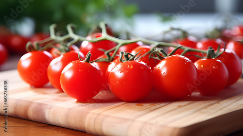 foto macro de racimo de tomates cherry frescos 