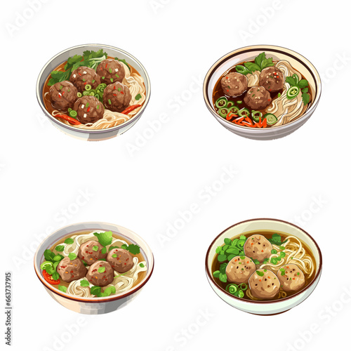 set of bakso watercolor illustrations for printing on baby clothes, pattern, sticker, postcards, print, fabric, and books