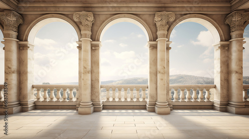 Fotografiet colonnade arch classical architecture 3d rendering white