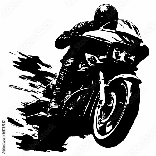 bikers riding a motorcycle skull riding a motorcycle.vector hand drawing,Shirt designs, biker, disk jockey, gentleman, barber and many others
