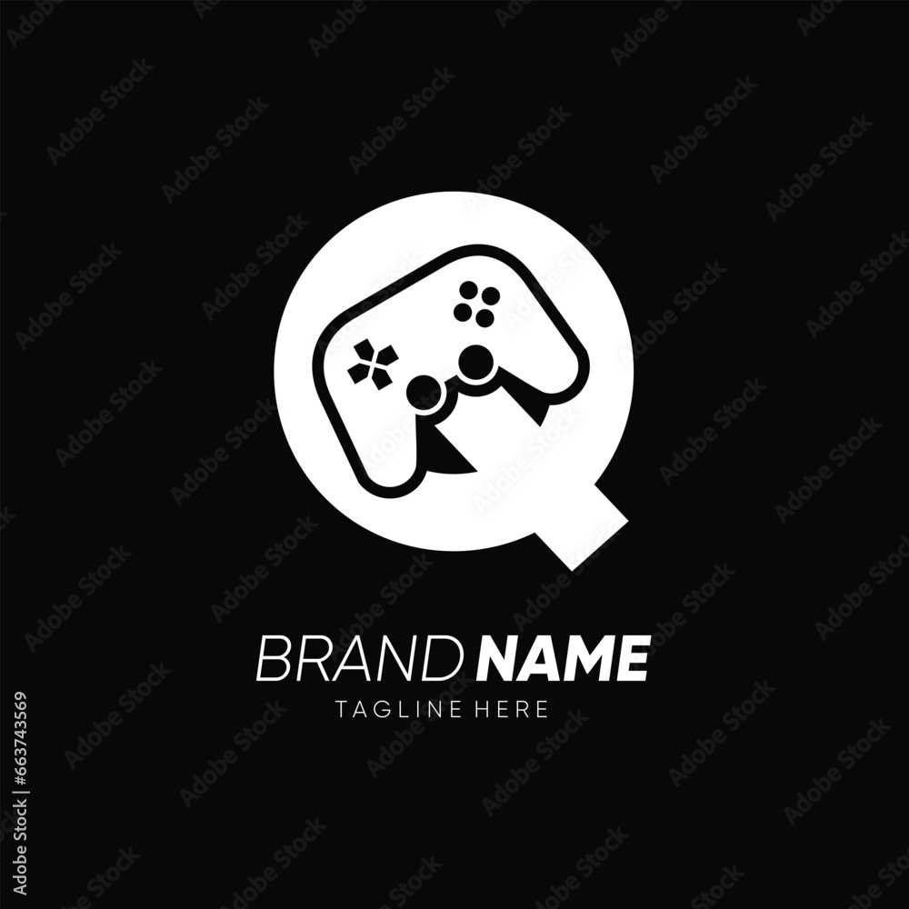 Letter Q Initial Joy Stick Controller Game Logo Design Vector Icon Graphic Emblem Illustration