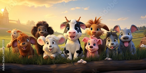 Cute cartoon farm animals