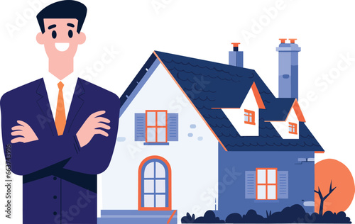 Hand Drawn Real estate agent character in flat style