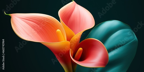 Flower yellow clean texture bloom green tropical abstract plant calla nature pink photo
