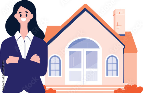 Hand Drawn Real estate agent character in flat style