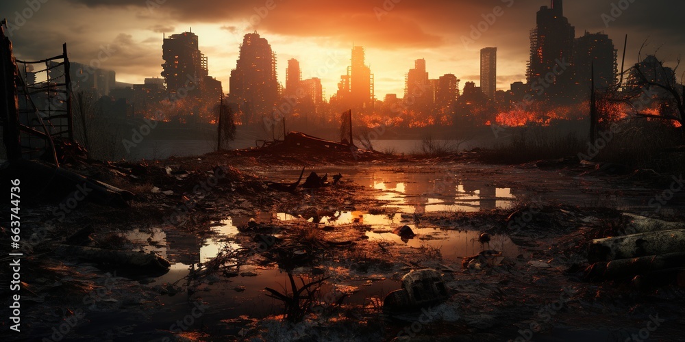 Post - apocalyptic ruined city Post - apocalyptic ruined city