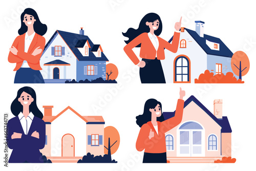 Hand Drawn Real estate agent character in flat style