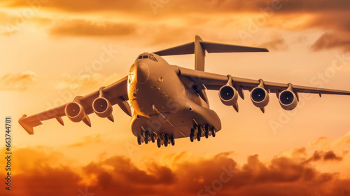 a Huge logistic cargo military plane. Special operations in support of the Air Force in war zones. photo