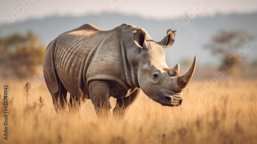 a White rhinoceros isolated on white background. © tong2530