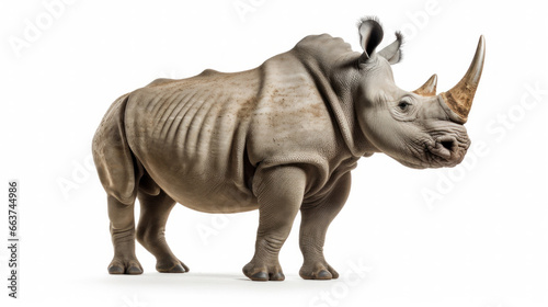 a White rhinoceros isolated on white background. photo
